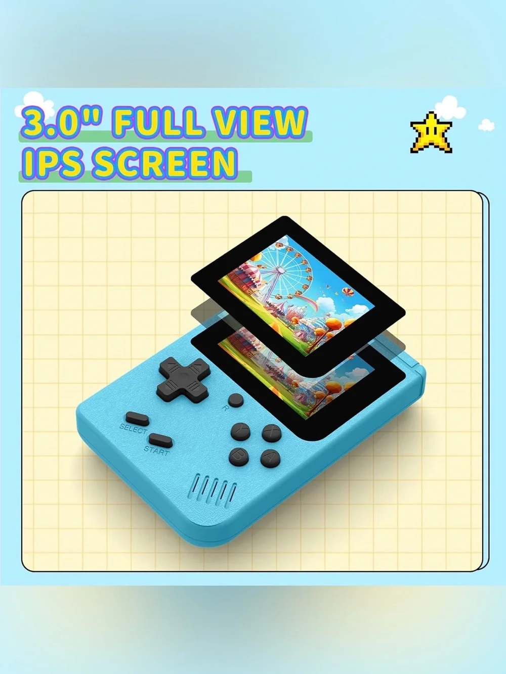 Portable Handheld Gaming Console - Blue